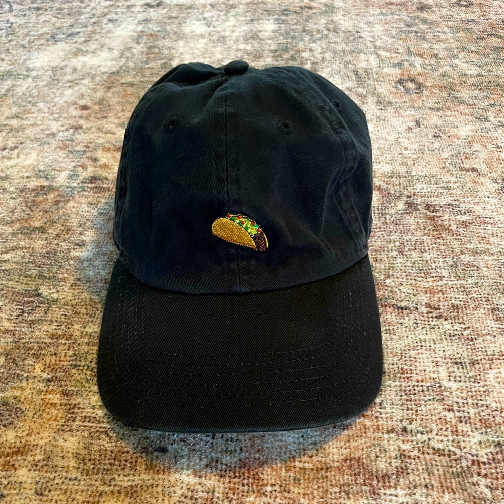 Adjustable black taco emoji cap baseball hat